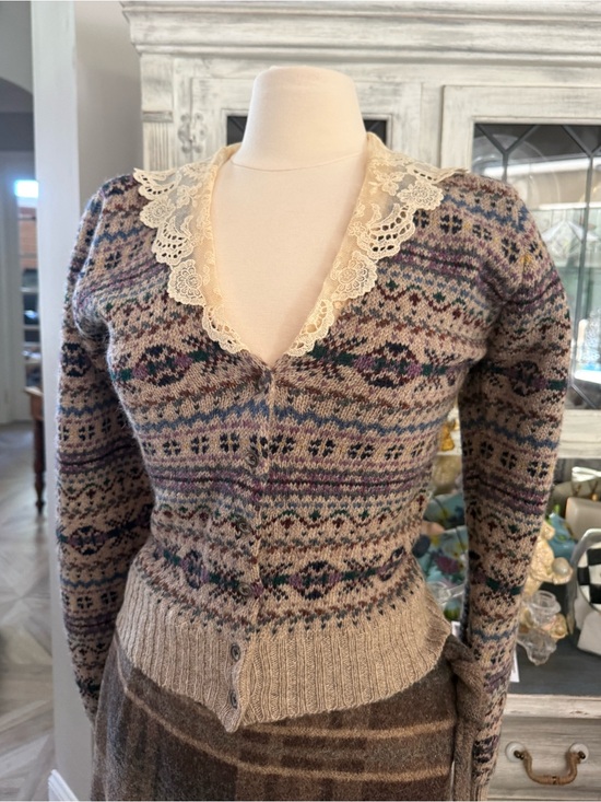 Ralph Lauren Sweaters - Vintage Ralph Lauren Lace Collar Fair Isle Sweater